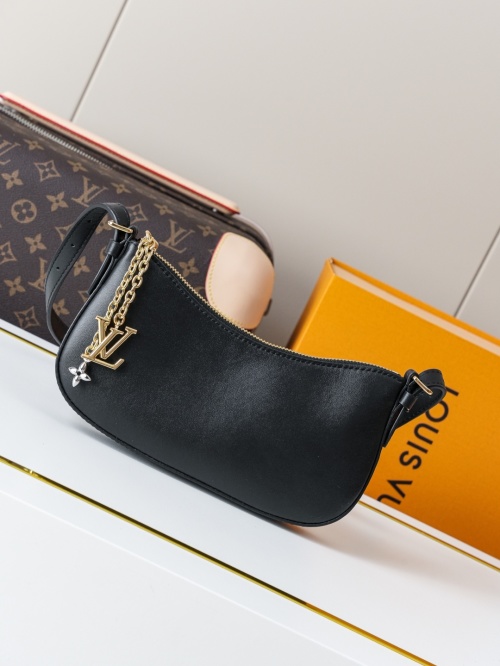 Louis Vuitton Pochette Bloom Black Calfskin Leather Shoulder Bag 1 Louis Vuitton Pochette Bloom Black Calfskin Leather Shoulder Bag