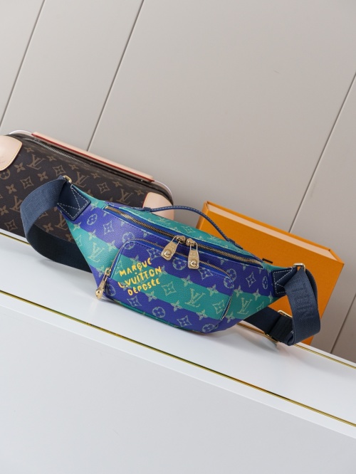 Monogram Heritage Rush Belt Bag, Canvas Leather Trim, Adjustable Strap 1 Monogram Heritage Rush Belt Bag, Canvas Leather Trim, Adjustable Strap