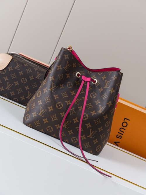 Louis Vuitton NéoNoé Monogram Canvas Bucket Bag with Rose Ballerine Lining 1 Louis Vuitton NéoNoé Monogram Canvas Bucket Bag with Rose Ballerine Lining