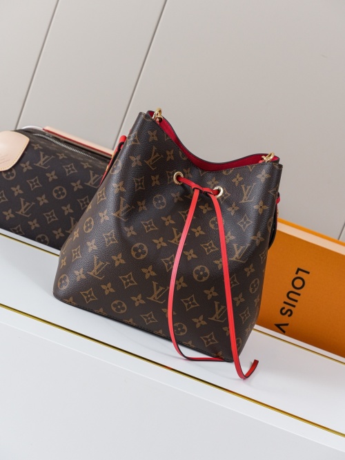 Louis Vuitton NéoNoé Monogram Canvas Bucket Bag with Red Leather Details 1 Louis Vuitton NéoNoé Monogram Canvas Bucket Bag with Red Leather Details
