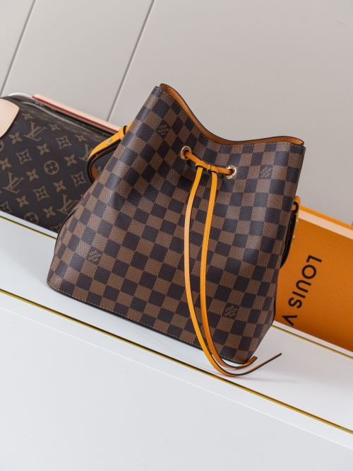 Louis Vuitton NéoNoé Damier Ebene Bucket Bag with Leather Trim 1 Louis Vuitton NéoNoé Damier Ebene Bucket Bag with Leather Trim