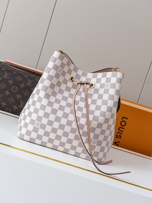 Louis Vuitton NéoNoé Bucket Bag Damier Azur Canvas with Leather Trim 1 Louis Vuitton NéoNoé Bucket Bag Damier Azur Canvas with Leather Trim