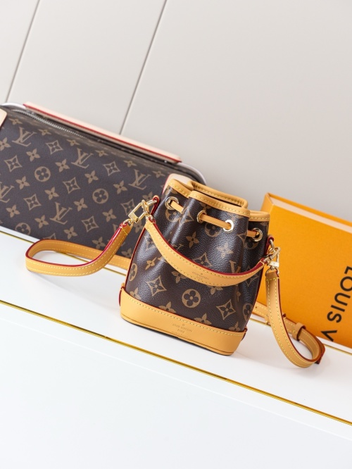 Louis Vuitton Nano Noé Monogram Canvas Bucket Bag with Leather Trim 1 Louis Vuitton Nano Noé Monogram Canvas Bucket Bag with Leather Trim