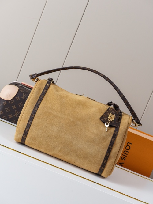 Louis Vuitton Express Medium Suede Bag with Monogram Trim 1 Louis Vuitton Express Medium Suede Bag with Monogram Trim