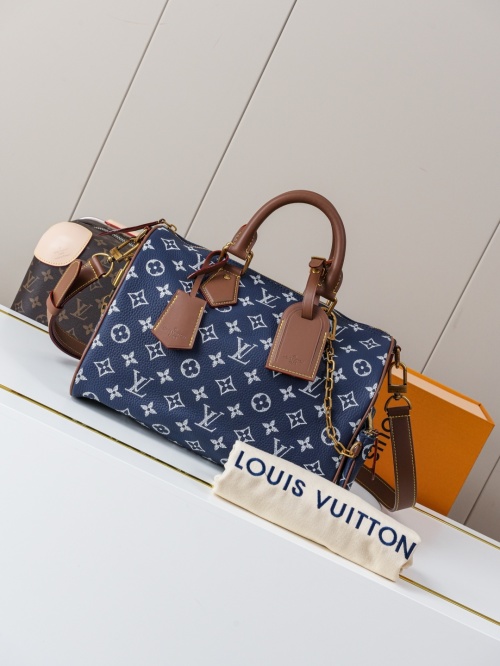 Louis Vuitton Speedy Bandoulière 30 Blue Monogram Leather Handbag 1 Louis Vuitton Speedy Bandoulière 30 Blue Monogram Leather Handbag