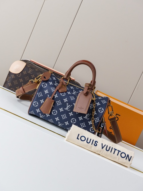 Louis Vuitton Speedy Bandoulière 25 Monogram Leather Handbag - Blue 1 Louis Vuitton Speedy Bandoulière 25 Monogram Leather Handbag - Blue