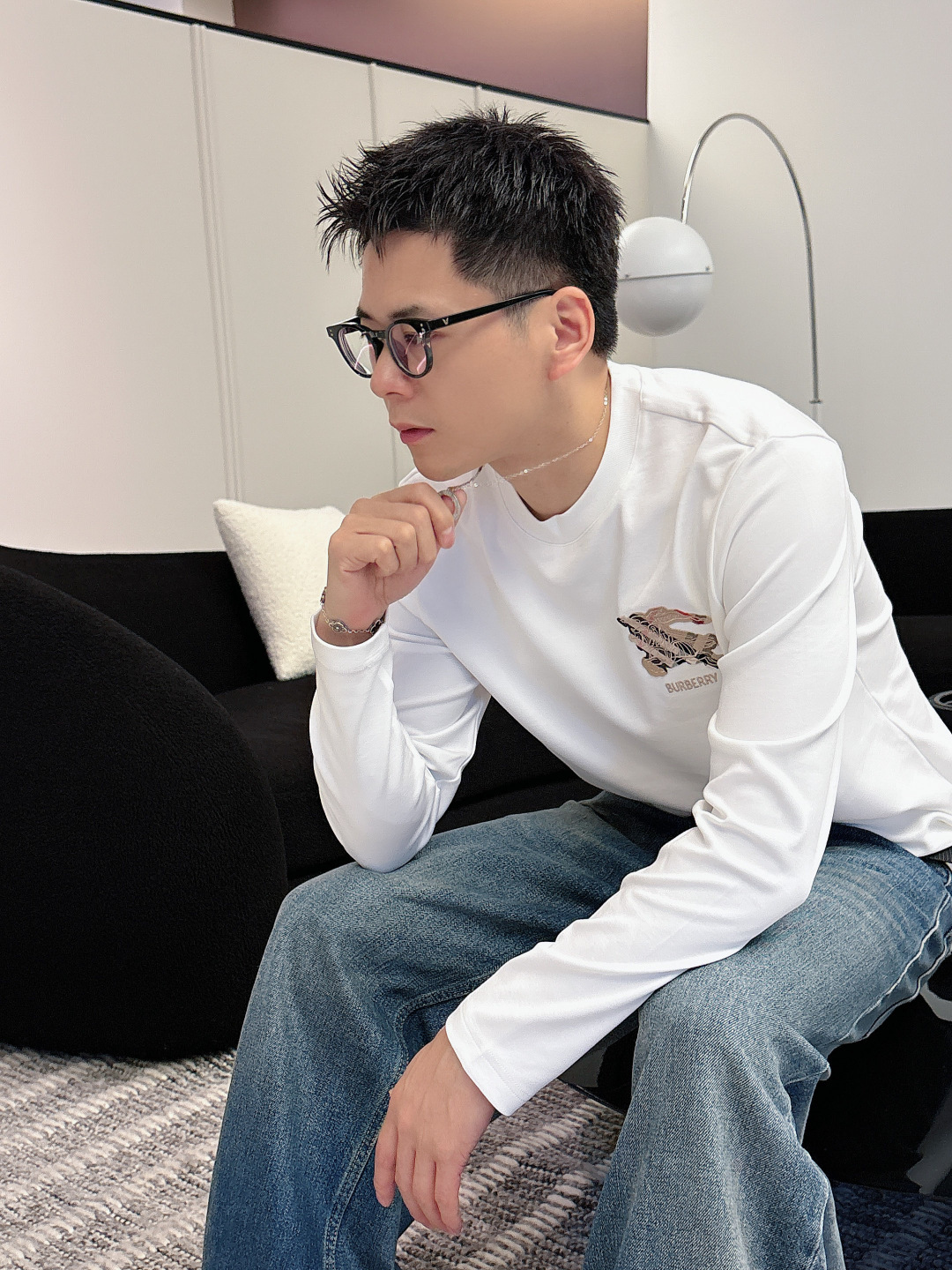 巴宝莉，2025秋冬最新款，高端刺绣/工艺图案装饰logo，专柜同步有售，原单狠货，爆款时尚休闲圆领长袖