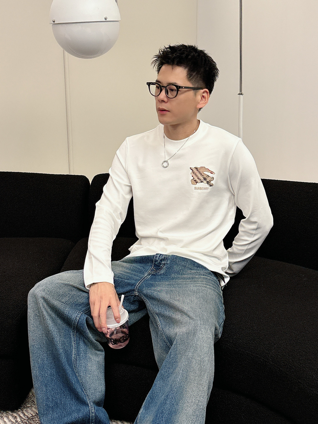 巴宝莉，2025秋冬最新款，高端刺绣/工艺图案装饰logo，专柜同步有售，原单狠货，爆款时尚休闲圆领长袖