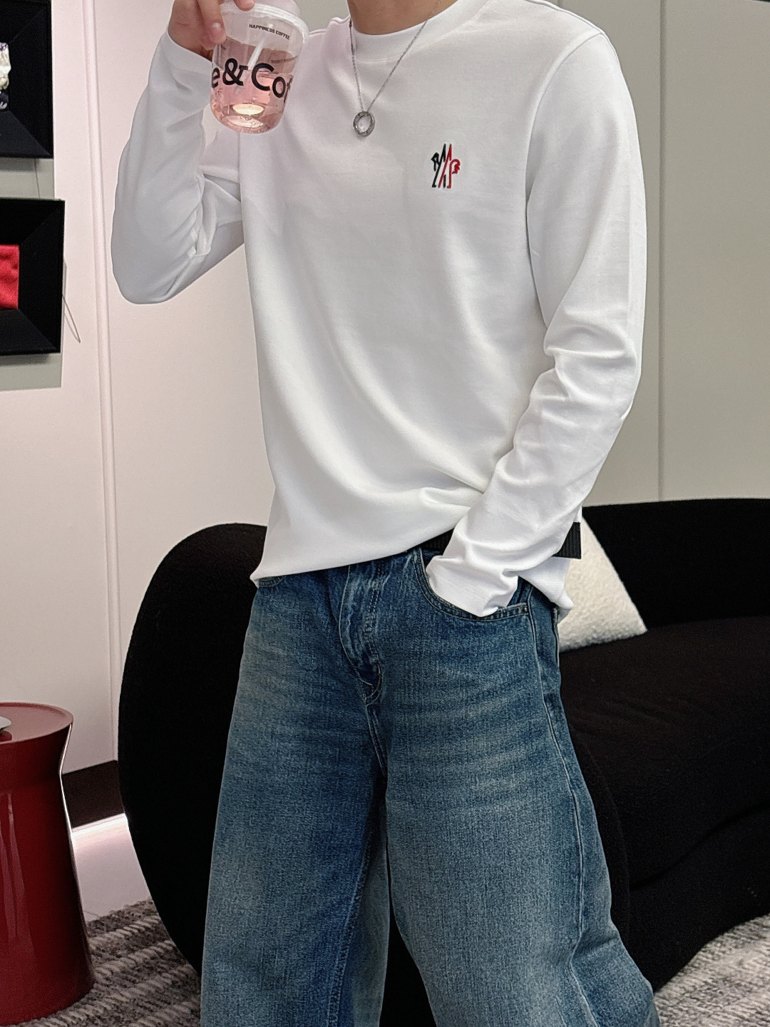 蒙口，2025秋冬最新款，高端刺绣/工艺图案装饰logo，专柜同步有售，原单狠货，爆款时尚休闲圆领长袖T