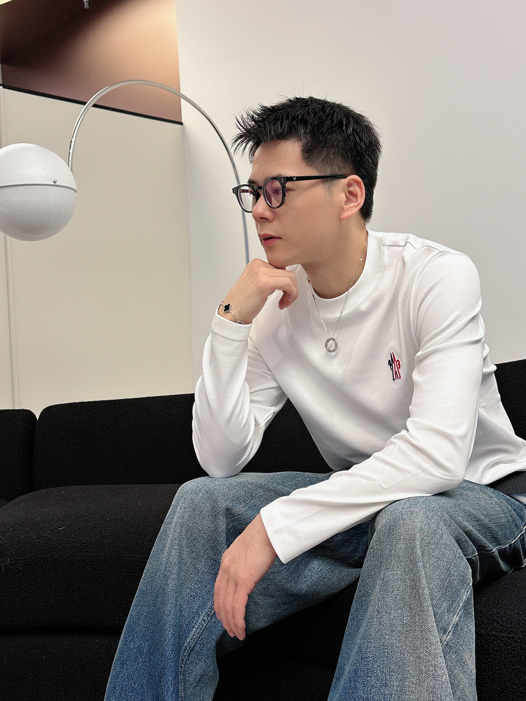 蒙口，2025秋冬最新款，高端刺绣/工艺图案装饰logo，专柜同步有售，原单狠货，爆款时尚休闲圆领长袖T