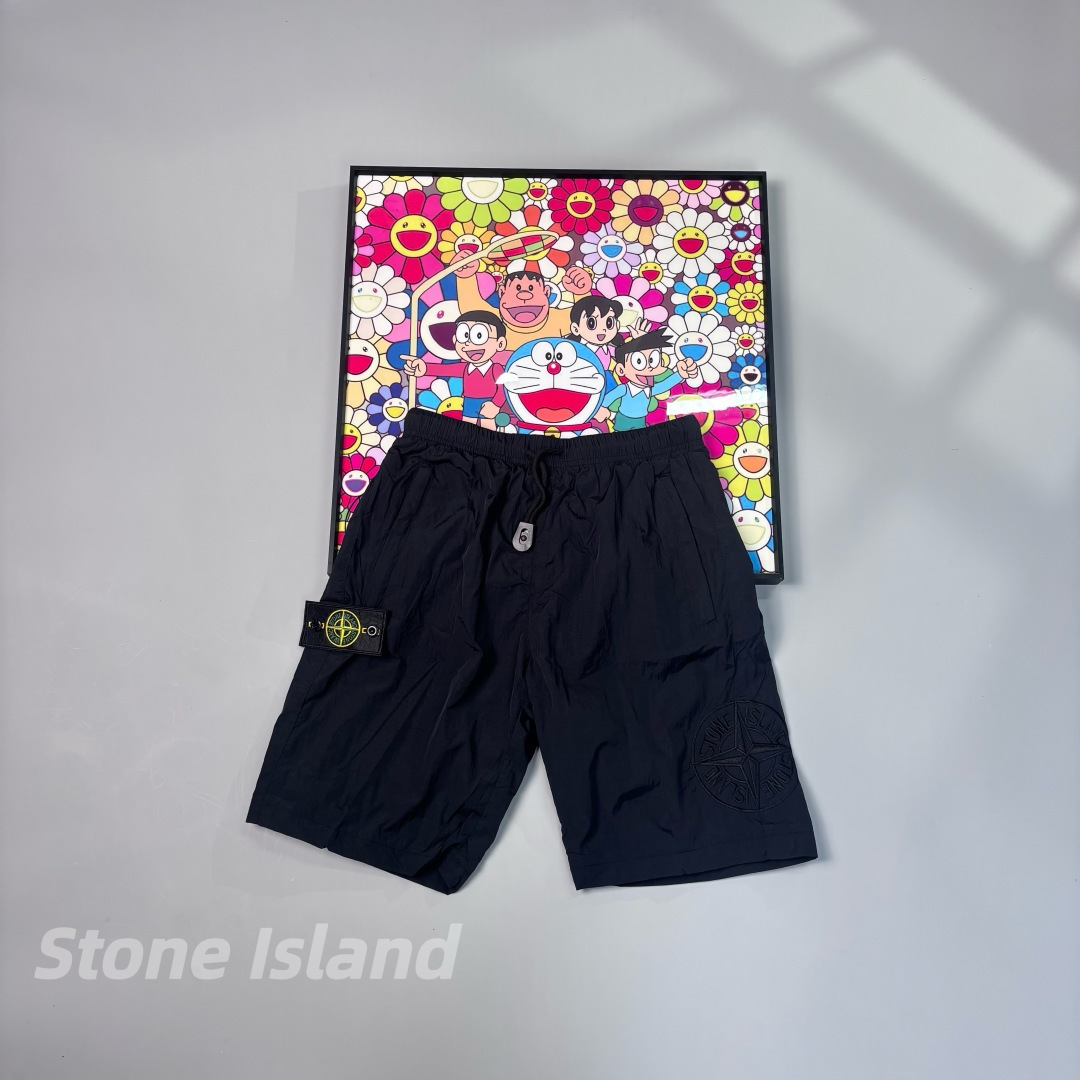 𝟬𝟱𝟯𝟱#@𝟲𝟴 𝗦𝗧𝗢𝗡𝗘𝗜𝗦𝗟𝗔𝗡𝗗/ Stone Island pantalones cortos de bolsillo de nailon metálico, pantalones cortos…