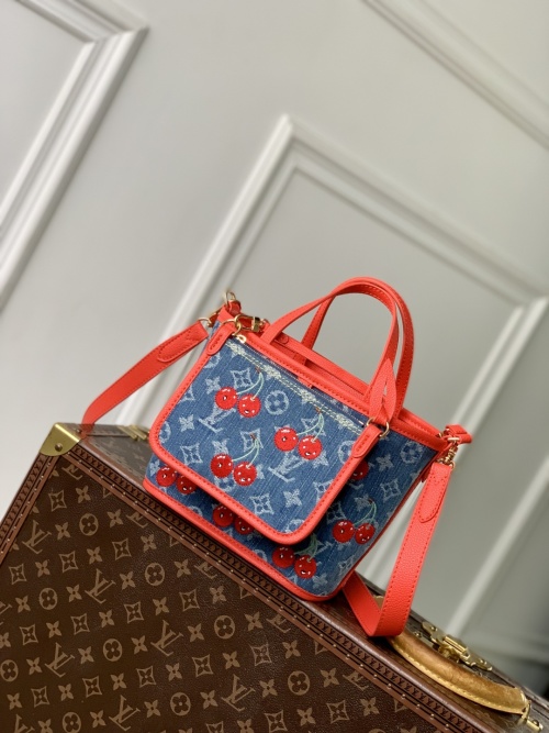 Louis Vuitton x Murakami Takashi Neverfull Inside Out BB Cherry Denim Handbag 1 Louis Vuitton x Murakami Takashi Neverfull Inside Out BB Cherry Denim Handbag
