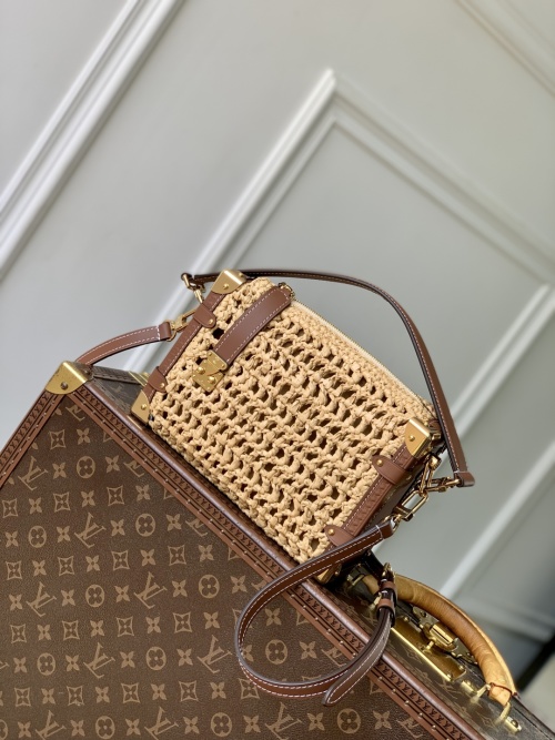 Louis Vuitton Side Trunk Medium Raffia Bag With Leather Trim 1 Louis Vuitton Side Trunk Medium Raffia Bag With Leather Trim