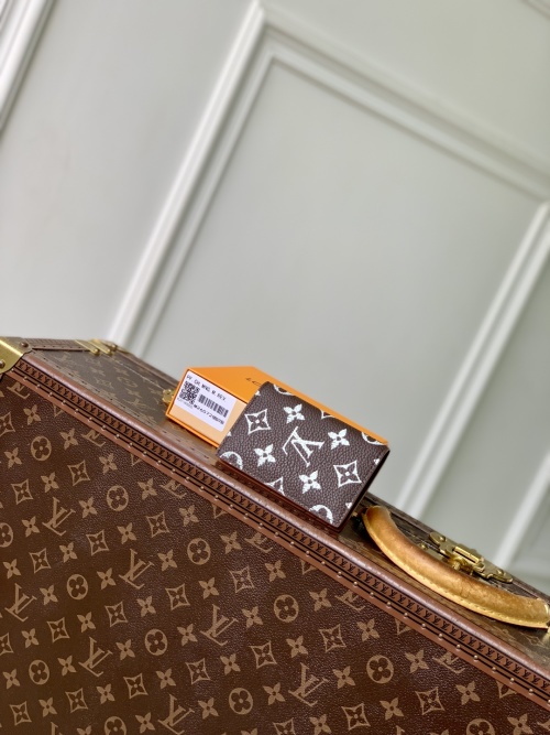 Louis Vuitton Brown Leather Pocket Organizer Wallet with Monogram Print 1 Louis Vuitton Brown Leather Pocket Organizer Wallet with Monogram Print
