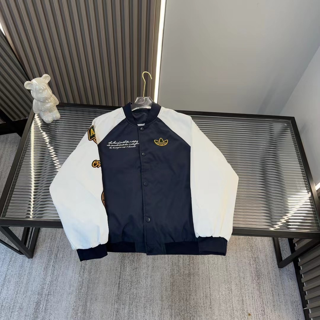 春季新款AD拼色刺绣立领棒球服外套