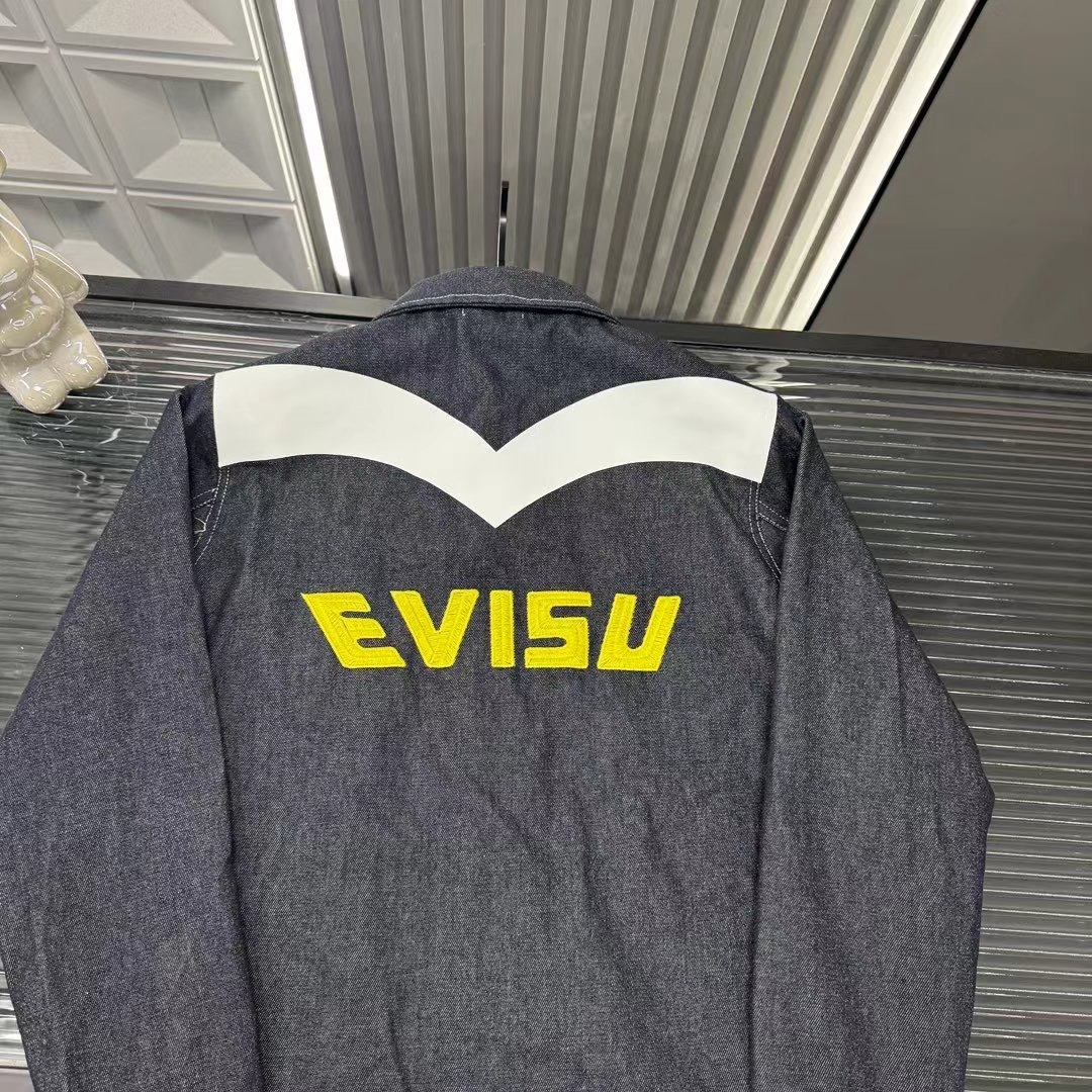 🛒购物价：💰159 早秋外套推荐⭐Evisu福神刺绣海鸥字母翻领牛仔外套🪡三标齐全官网一致，放大看细节📷原相机实物拍摄 
颜色：黑色
尺码：L-4xl
 L（80～105斤）
XL（105～120斤）
2XL（120～140斤）
3XL（140～160斤）
4XL（160～180斤）