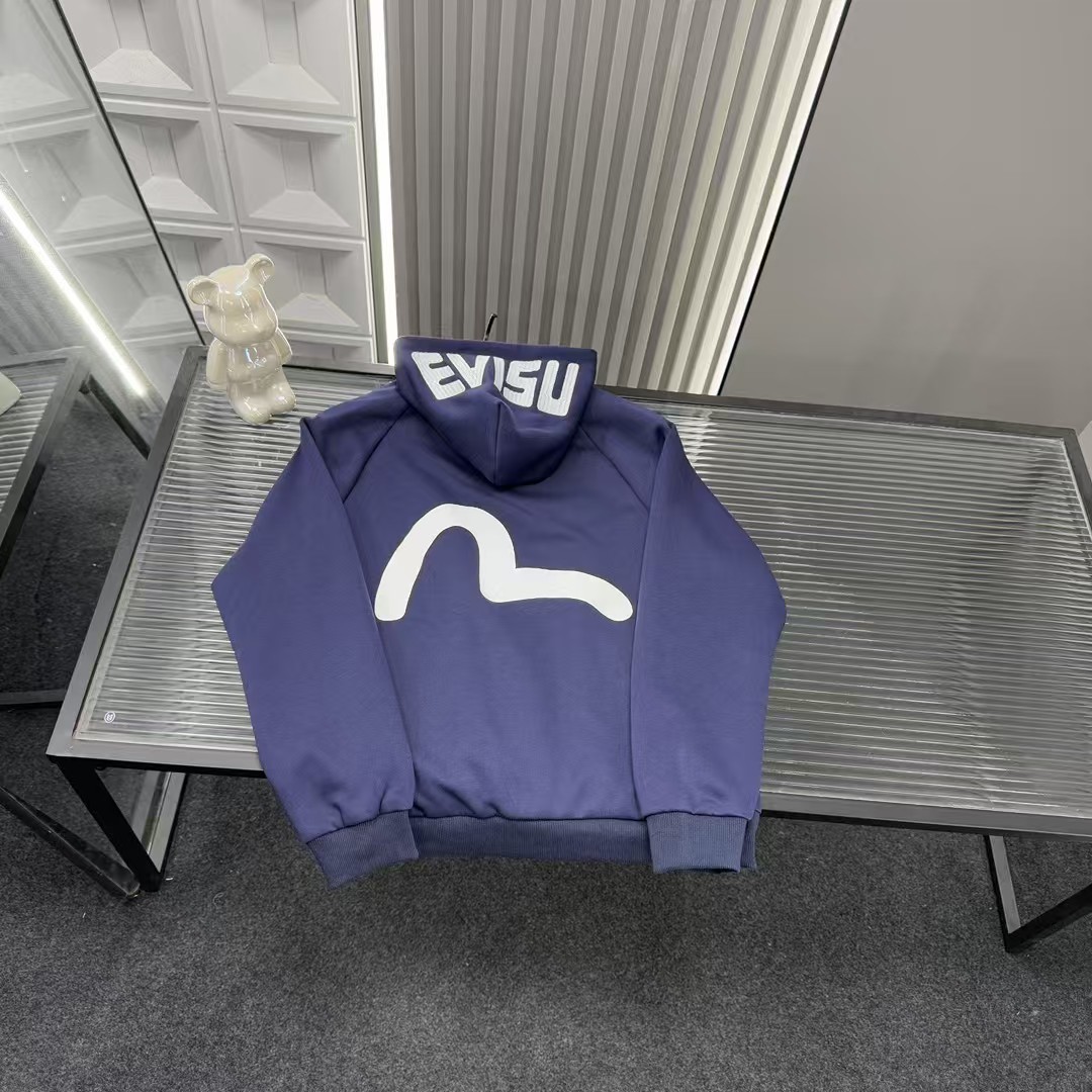 🛒购物价：💰219 秋冬爆款热销款推荐⭐Evisu福神连帽外套  后背大海鸥图案 帽子字母刺绣🪡三标齐全官网一致，放大看细节📷原相机实物拍摄 
颜色：藏青色
尺码：L-4xl
 L（80～105斤）
XL（105～120斤）
2XL（120～140斤）
3XL（140～160斤）
4XL（160～180斤）