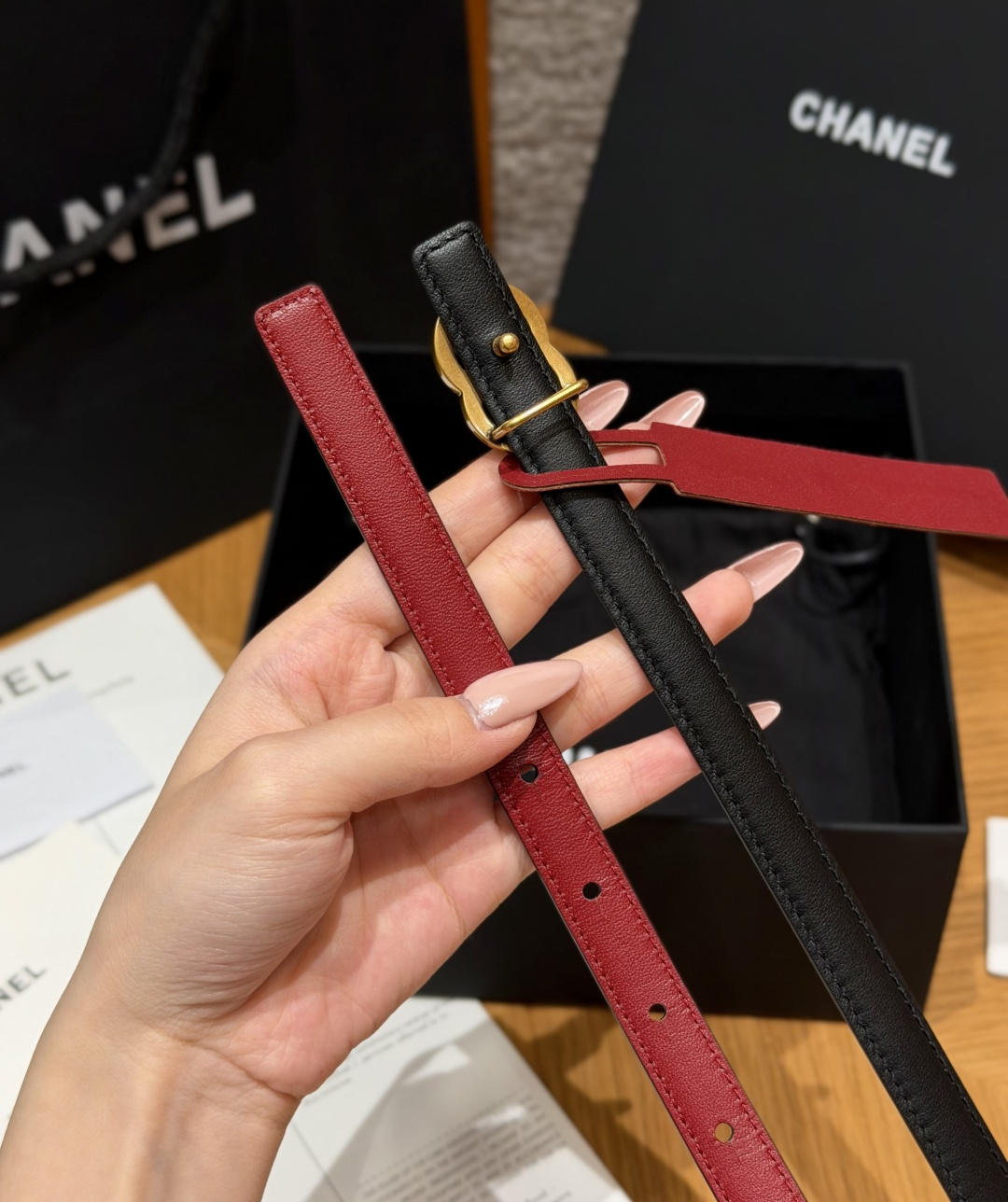 샤넬 가죽 더블 C 로고 벨트 상세 이미지 10