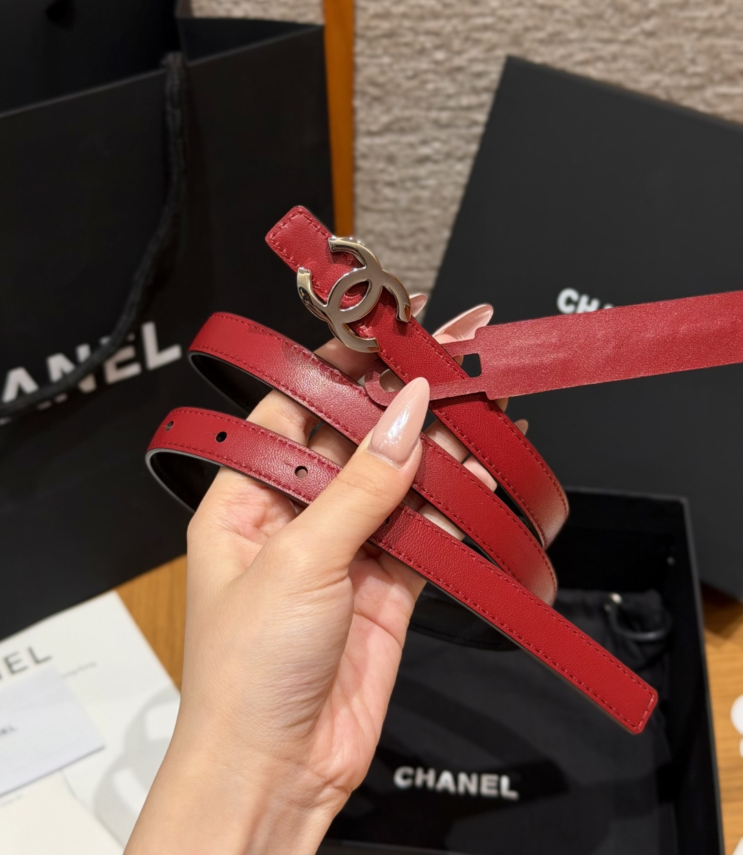 샤넬 더블 C 로고 가죽 리버서블 벨트 상세 이미지 4