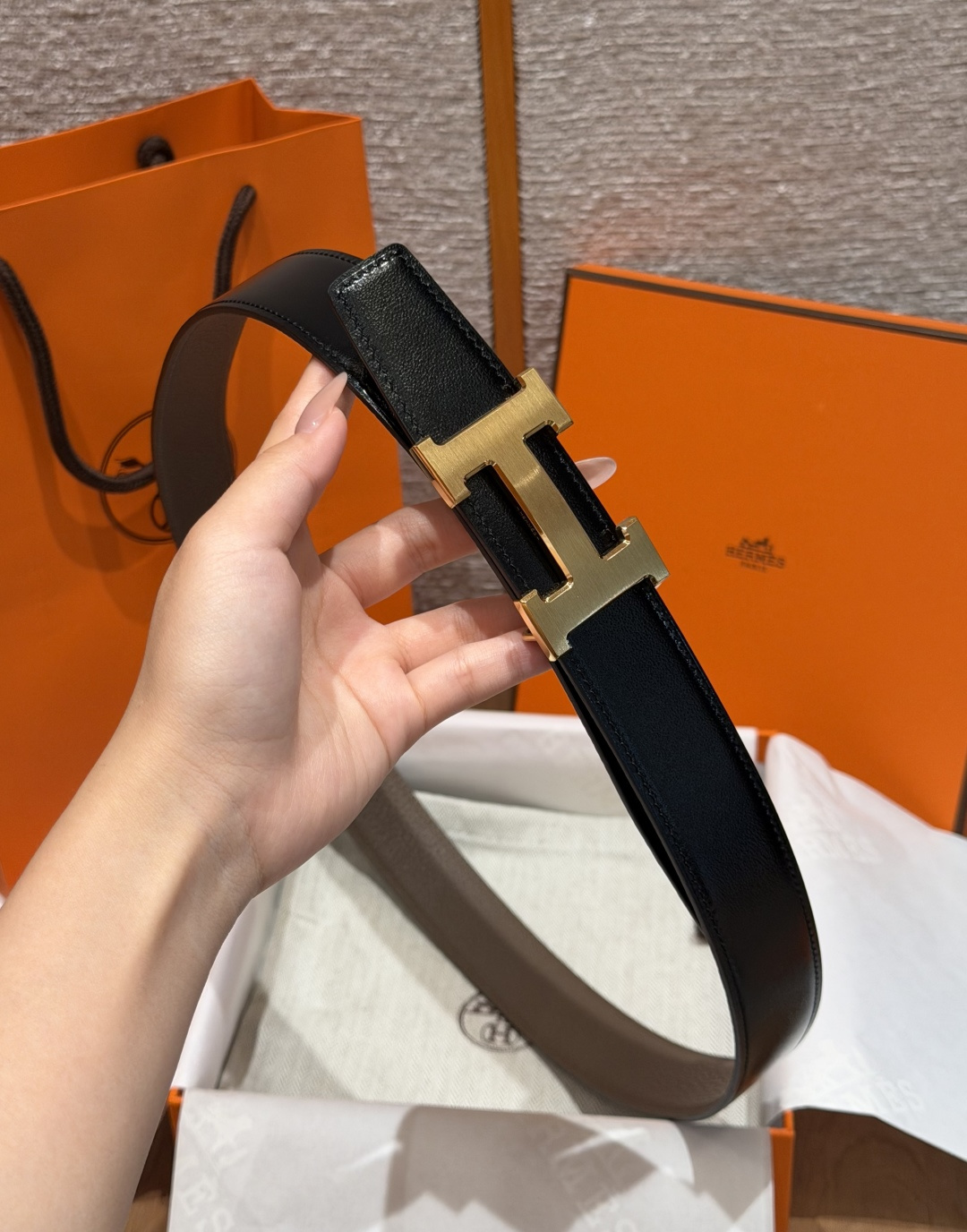 에르메스 H 버클 리버서블 가죽 벨트 32mm 상세 이미지 6