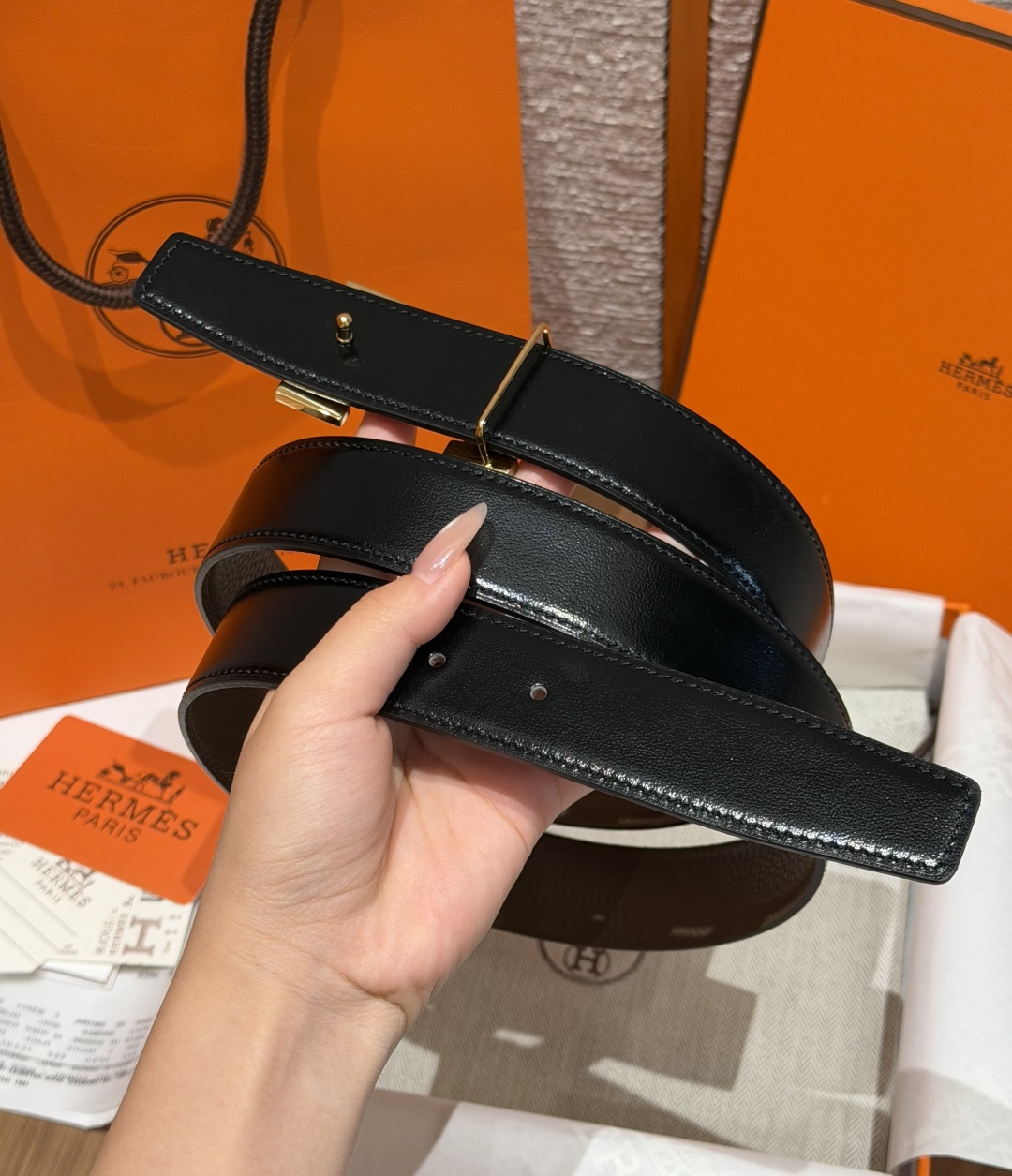 에르메스 H 버클 리버서블 가죽 벨트 32mm 상세 이미지 5