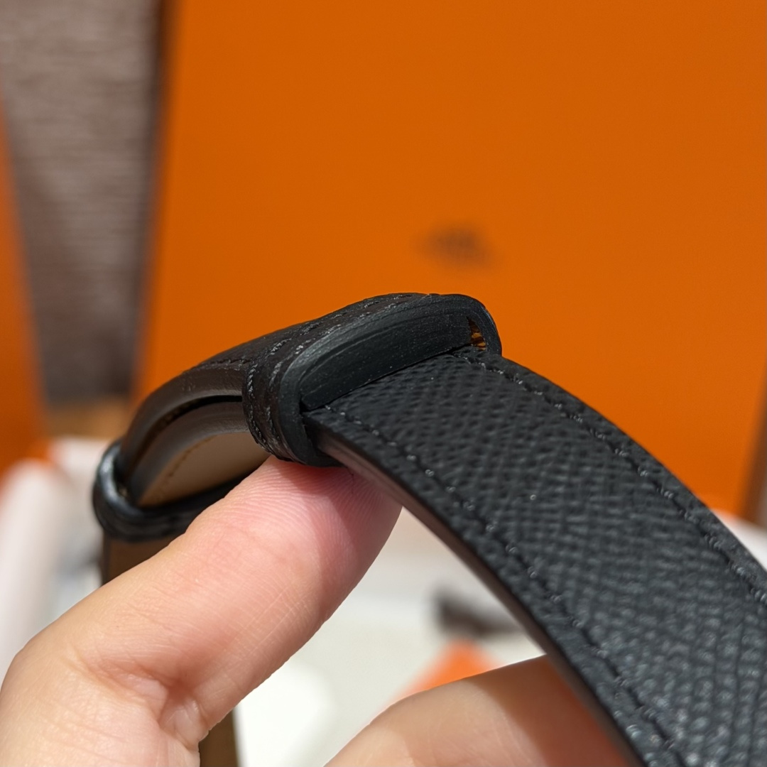 에르메스 H 버클 앱송 카프스킨 여성용 슬림 벨트 상세 이미지 8