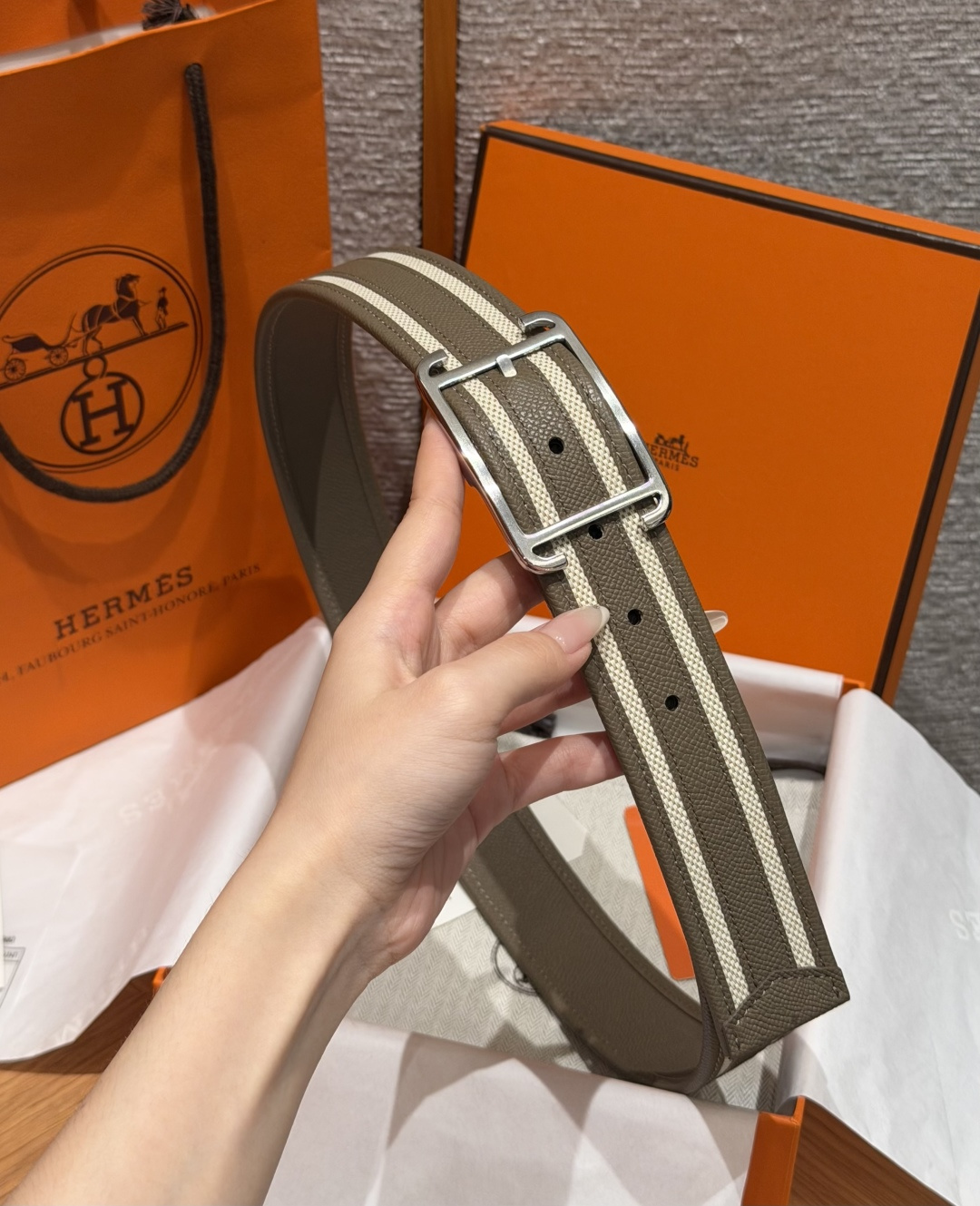 에르메스 H 브랙 하프코드 리버서블 가죽 벨트 상세 이미지 4
