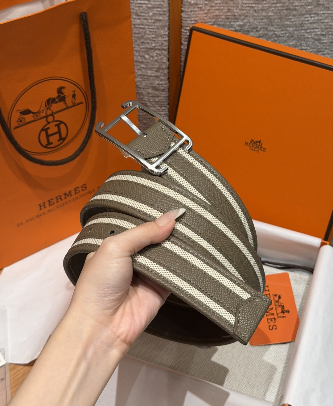 에르메스 H 브랙 하프코드 리버서블 가죽 벨트 상세 이미지 3