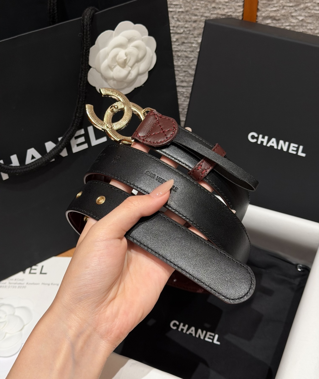 香家✨ Leather Belt 30mm皮质腰带 进口胎羊皮与金属。热门菱格绗缝小牛皮，标志性双C扣，裙装裤装都适配。