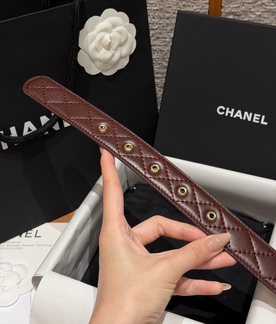 香家✨ Leather Belt 30mm皮质腰带 进口胎羊皮与金属。热门菱格绗缝小牛皮，标志性双C扣，裙装裤装都适配。