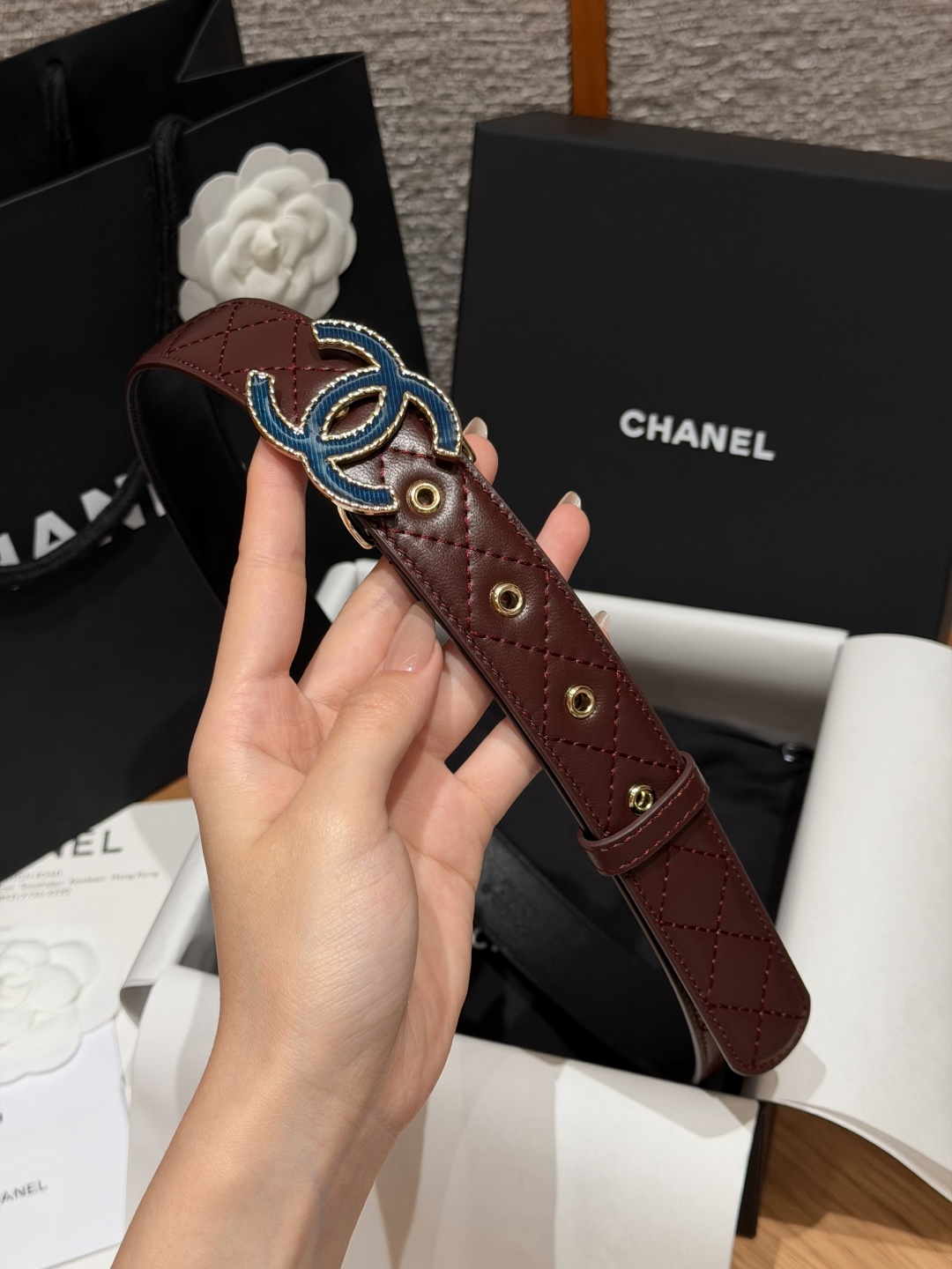 香家✨ Leather Belt 30mm皮质腰带 进口胎羊皮与金属。热门菱格绗缝小牛皮，标志性双C扣，裙装裤装都适配。