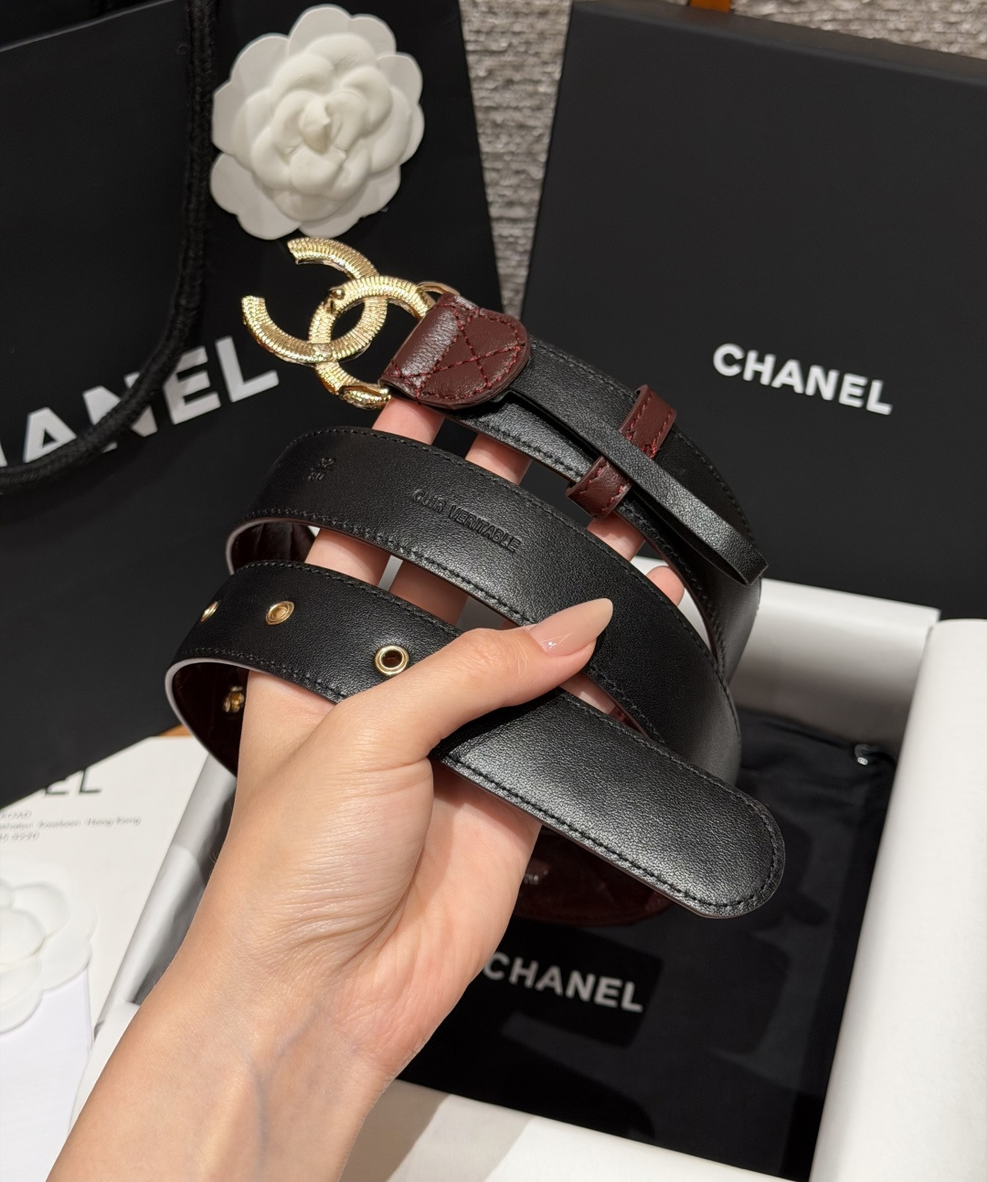 香家✨ Leather Belt 30mm皮质腰带 进口胎羊皮与金属。热门菱格绗缝小牛皮，标志性双C扣，裙装裤装都适配。