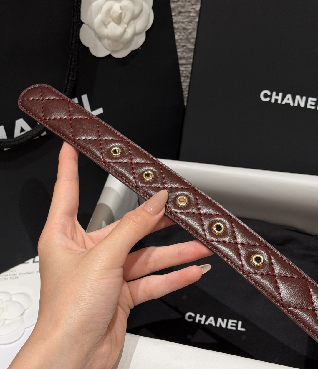 香家✨ Leather Belt 30mm皮质腰带 进口胎羊皮与金属。热门菱格绗缝小牛皮，标志性双C扣，裙装裤装都适配。