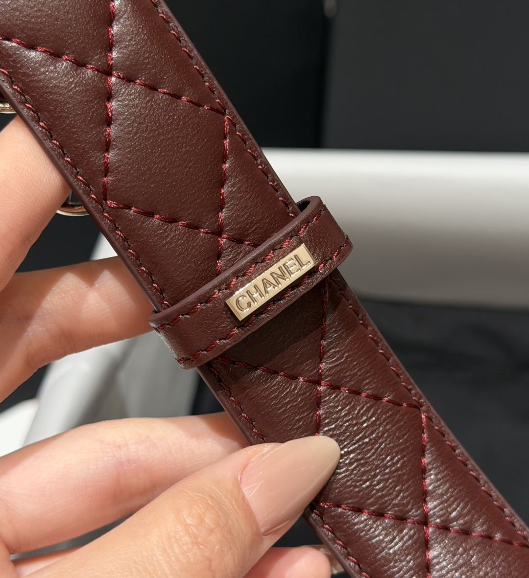 香家✨ Leather Belt 30mm皮质腰带 进口胎羊皮与金属。热门菱格绗缝小牛皮，标志性双C扣，裙装裤装都适配。