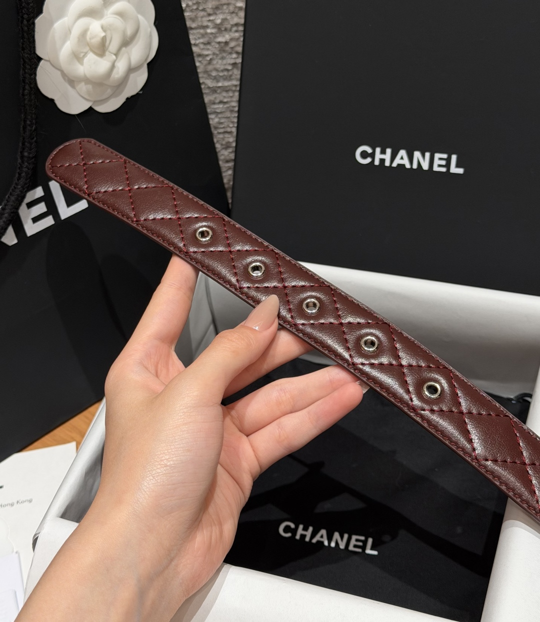 香家✨ Leather Belt 30mm皮质腰带 进口胎羊皮与金属。热门菱格绗缝小牛皮，标志性双C扣，裙装裤装都适配。