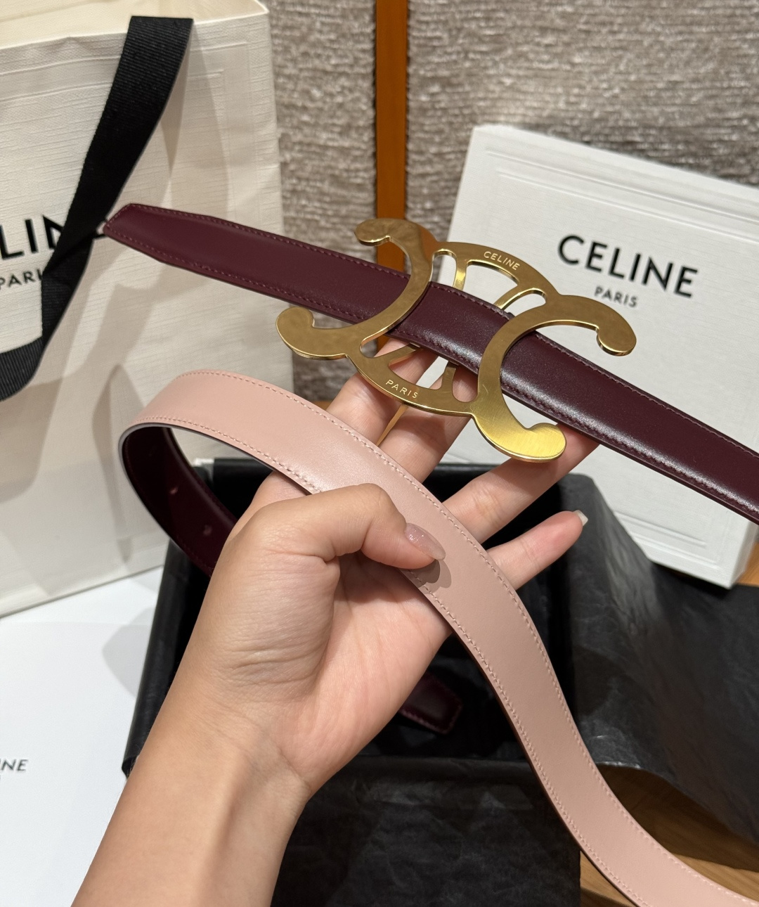凯旋门✨ TRIOMPHE CORE BELT 25MM 皮带 TAURILLON皮革，牛皮革衬里，镂空TRIOMPHE