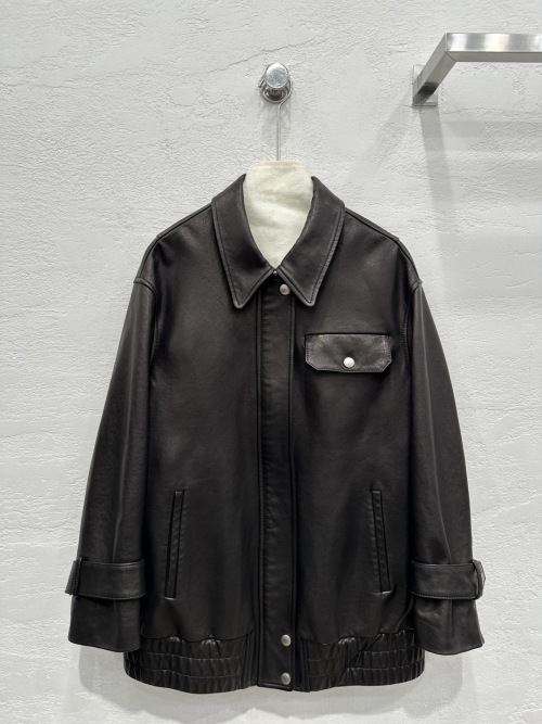 Lemair Leather Jacket, Cropped Moto Biker Jacket with Turn-Down Collar 1 Lemair Leather Jacket, Cropped Moto Biker Jacket with Turn-Down Collar