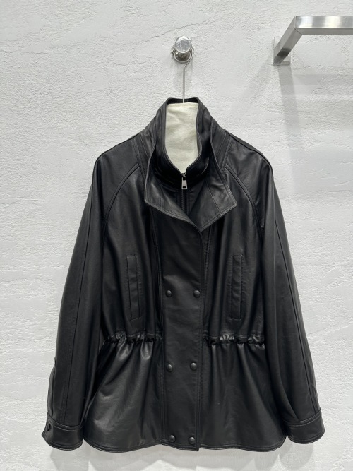 Elegant Lambskin Leather Windbreaker Jacket with Adjustable Waist 1 Elegant Lambskin Leather Windbreaker Jacket with Adjustable Waist
