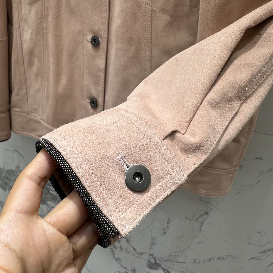 “High-Quality Bronello Cucin*25 Shoulder Jacket with Velvet and Copper Chain Decorations – Elegant Autumn Fashion” - 图片 4