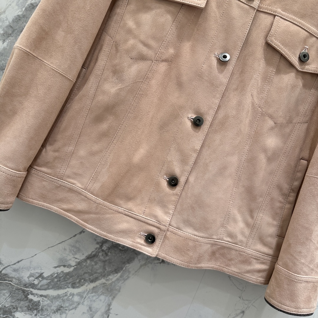 “High-Quality Bronello Cucin*25 Shoulder Jacket with Velvet and Copper Chain Decorations – Elegant Autumn Fashion” - 图片 3