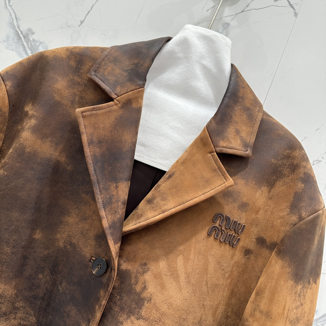 “Original Tweedy Girl Lambskin Jacket with Retro-Colored Design | Miu Morning Autumn Product” - 图片 2