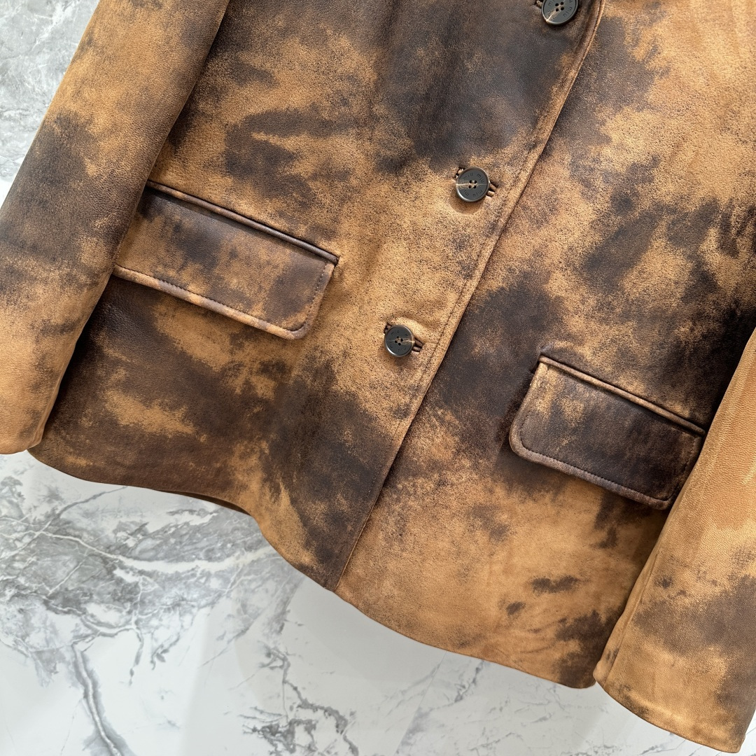 “Original Tweedy Girl Lambskin Jacket with Retro-Colored Design | Miu Morning Autumn Product” - 图片 3