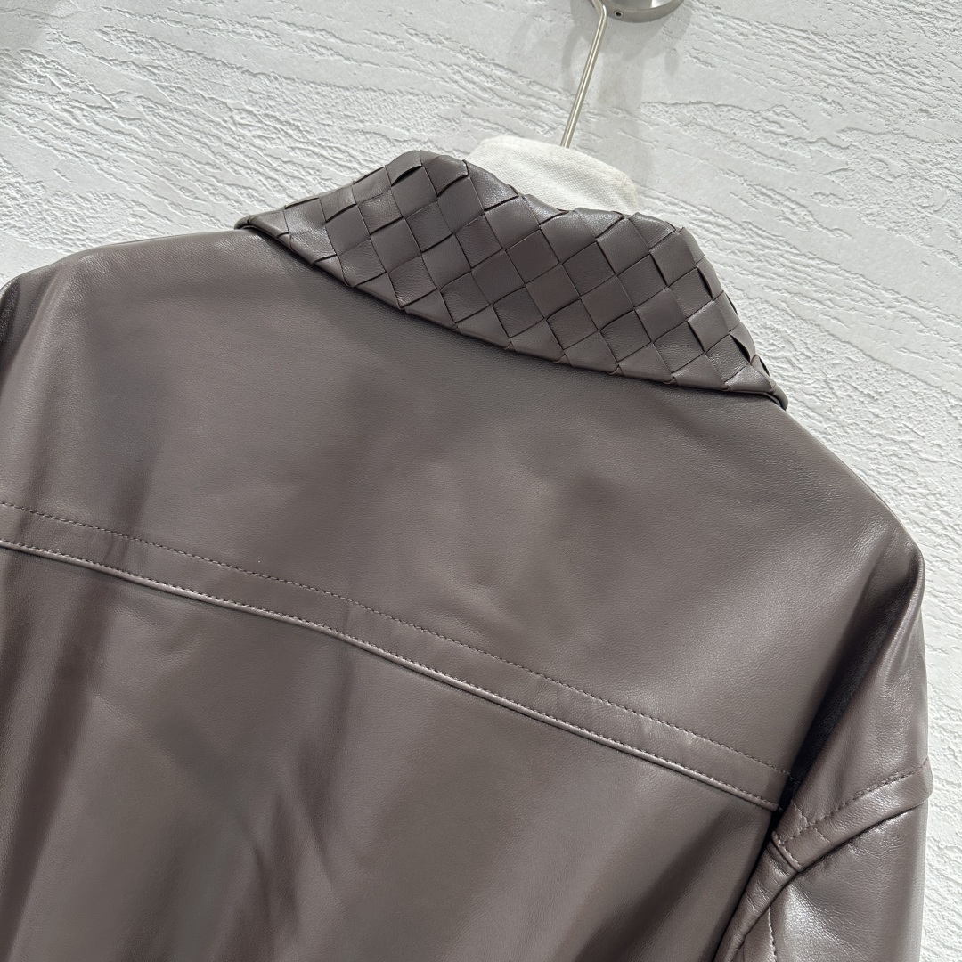 Bottega Veneta Lambskin Biker Jacket Women's Braided Collar Leather Outwear 7 cmp i1754725598799 255 0 6