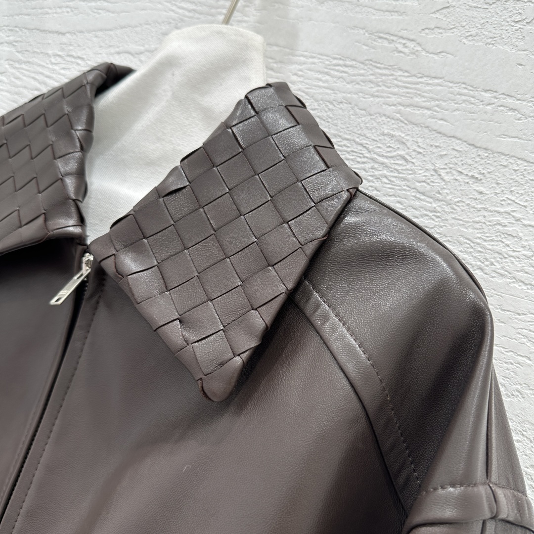 Bottega Veneta Lambskin Biker Jacket Women's Braided Collar Leather Outwear 5 cmp i1754725605722 224 0 3