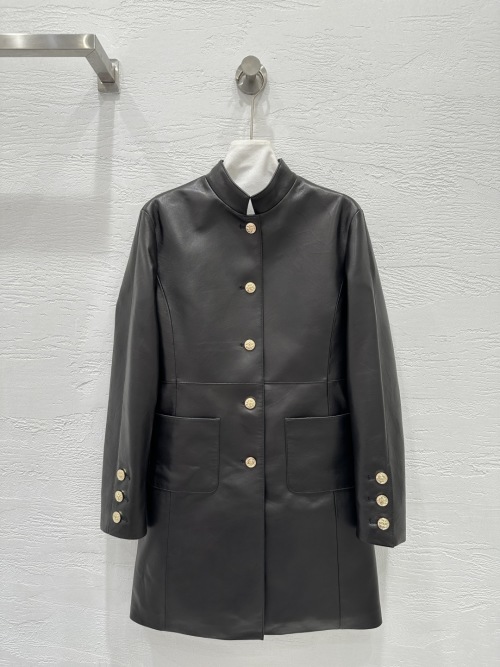 Chanell25 Leather Coat, Jennie Style, Autumn New, Stand Collar,Black, Slim Fit 1 Chanell25 Leather Coat, Jennie Style, Autumn New, Stand Collar,Black, Slim Fit