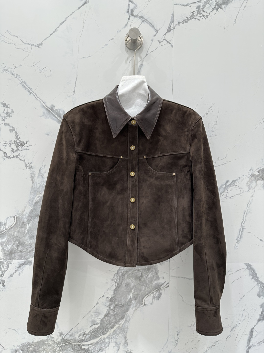 Bottega Veneta Suede Jacket, Retro Mocca Brown, Fall 2025 Collection