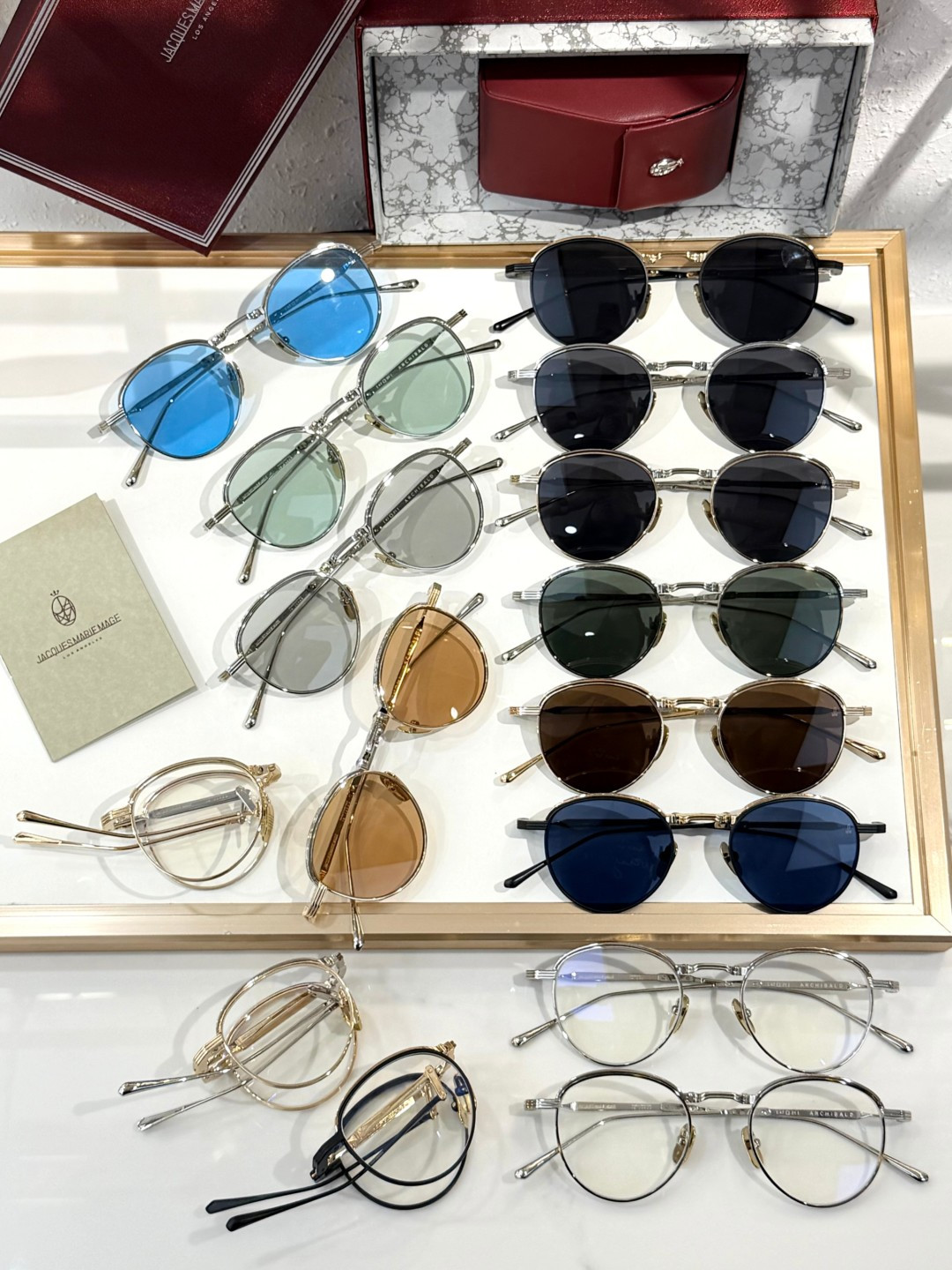 Jacques Marie Mage  -可折叠眼镜Folding glasses -定制一体式铰链 -全新药丸形斜面鼻