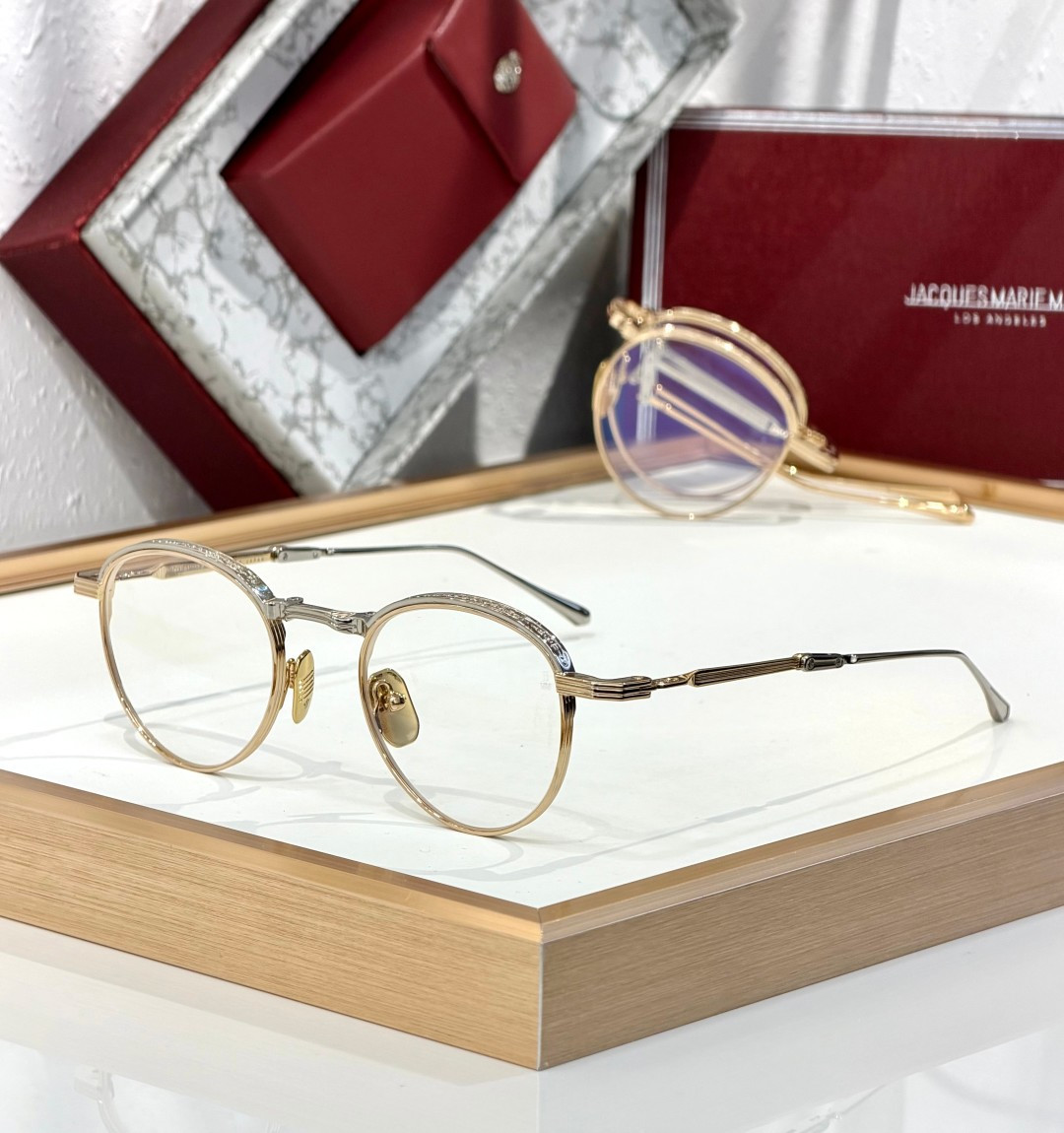 Jacques Marie Mage  -可折叠眼镜Folding glasses -定制一体式铰链 -全新药丸形斜面鼻