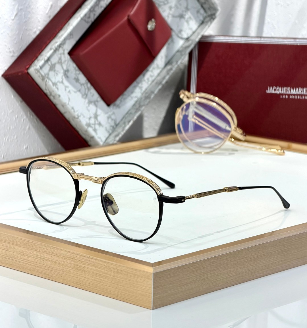 Jacques Marie Mage  -可折叠眼镜Folding glasses -定制一体式铰链 -全新药丸形斜面鼻