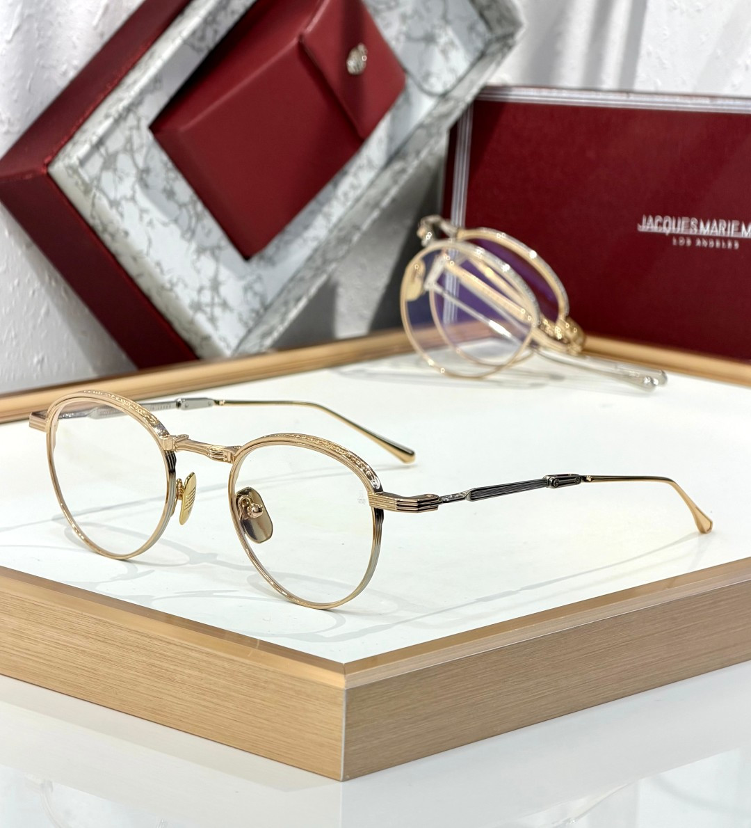 Jacques Marie Mage  -可折叠眼镜Folding glasses -定制一体式铰链 -全新药丸形斜面鼻